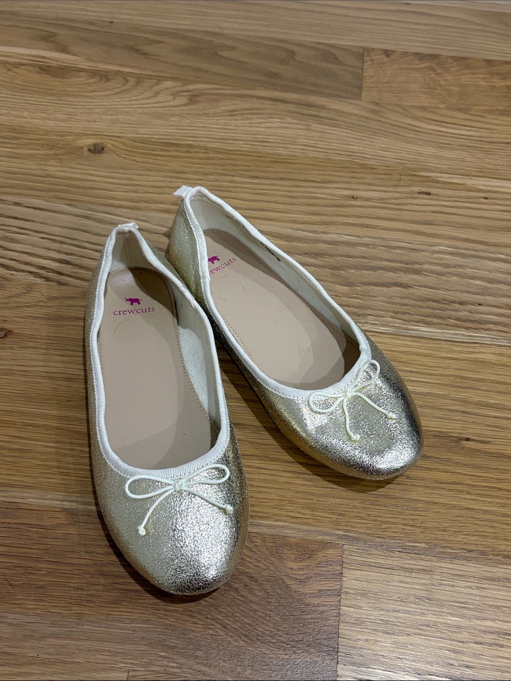 J. Crew Gold Metallic Girls' Ballet Flats with Bow